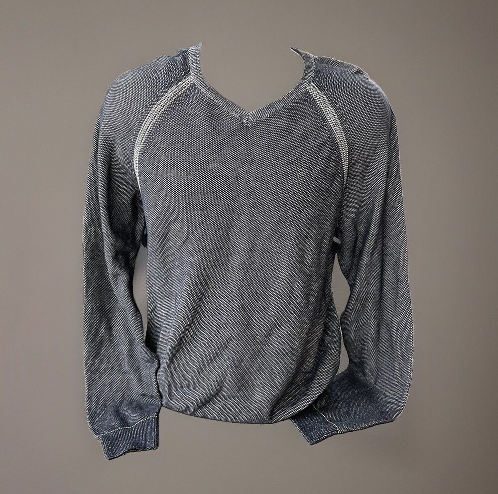 Tailor Vintage Men’s Connecticut Blue Cotton Sweater M Pullover V-Neck